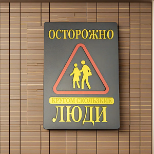 Табличка для интерьера "Осторожно, кругом скользкие люди" цвет черный