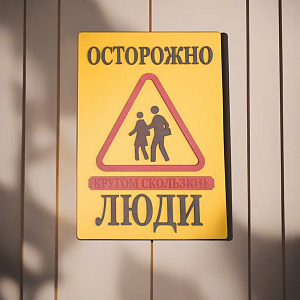 Табличка для интерьера "Осторожно, кругом скользкие люди" цвет желтый