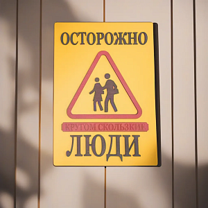 Табличка для интерьера "Осторожно, кругом скользкие люди" цвет желтый
