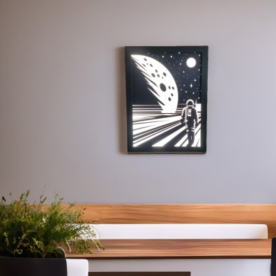 Арт картина с подсветкой или ночник на стену "Космонавт"